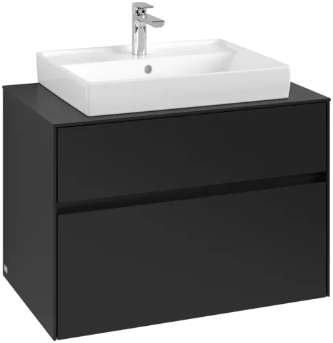 Picture of VILLEROY BOCH Collaro Vanity unit, with lighting, 2 pull-out compartments, 800 x 548 x 500 mm, Volcano Black / Volcano Black #C080B0VL