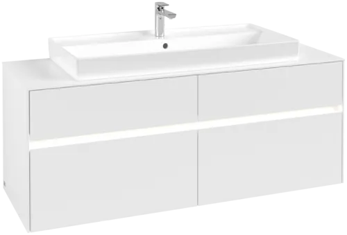 Picture of VILLEROY BOCH Collaro Vanity unit, with lighting, 4 pull-out compartments, 1400 x 548 x 500 mm, White Matt / White Matt #C092B0MS
