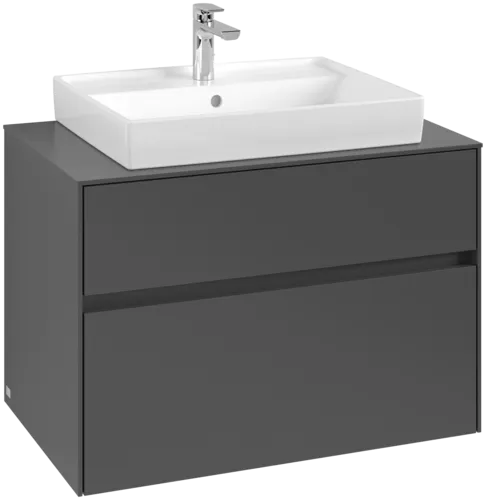 VILLEROY BOCH Collaro Vanity unit, with lighting, 2 pull-out compartments, 800 x 548 x 500 mm, Graphite / Graphite #C080B0VR resmi