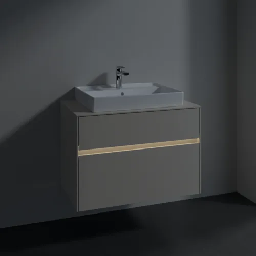 Bild von VILLEROY BOCH Collaro Waschbeckenunterschrank, mit Beleuchtung, 2 Auszüge, 800 x 548 x 500 mm, Cashmere Grey / Cashmere Grey #C080B0VN