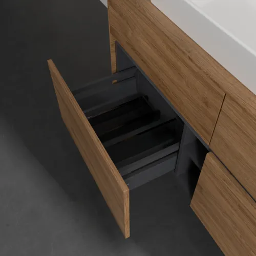 VILLEROY BOCH Collaro Waschbeckenunterschrank, mit Beleuchtung, 4 Auszüge, 1200 x 548 x 500 mm, Kansas Oak #C087B0RH, Bild 7