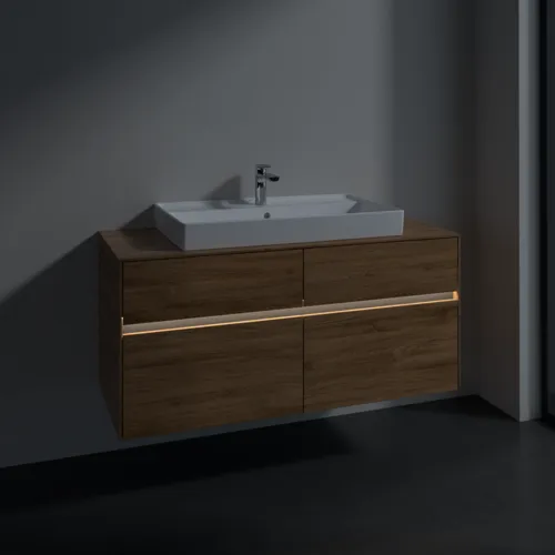 VILLEROY BOCH Collaro Waschbeckenunterschrank, mit Beleuchtung, 4 Auszüge, 1200 x 548 x 500 mm, Kansas Oak #C087B0RH, Bild 5