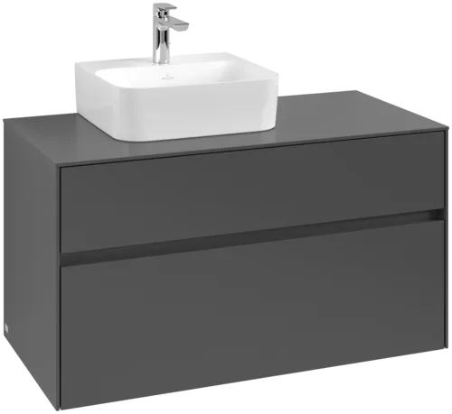 VILLEROY BOCH Collaro Vanity unit, with lighting, 2 pull-out compartments, 1000 x 548 x 500 mm, Graphite / Graphite #C095B0VR resmi