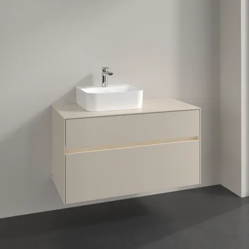VILLEROY BOCH Collaro Waschbeckenunterschrank, mit Beleuchtung, 2 Auszüge, 1000 x 548 x 500 mm, Cashmere Grey / Cashmere Grey #C095B0VN, Bild 2