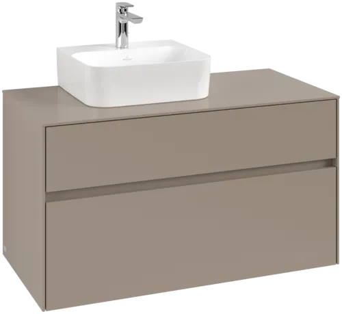 VILLEROY BOCH Collaro Vanity unit, with lighting, 2 pull-out compartments, 1000 x 548 x 500 mm, Taupe / Taupe #C095B0VM resmi