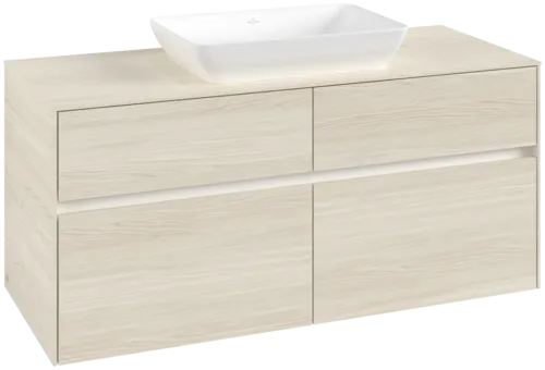 Picture of VILLEROY BOCH Collaro Vanity unit, with lighting, 4 pull-out compartments, 1200 x 548 x 500 mm, White Oak / White Oak #C112B0AA