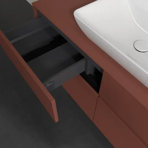 Bild von VILLEROY BOCH Collaro Waschbeckenunterschrank, mit Beleuchtung, 4 Auszüge, 1200 x 548 x 500 mm, Wine Red / Wine Red #C112B0AH