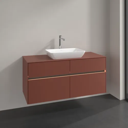Bild von VILLEROY BOCH Collaro Waschbeckenunterschrank, mit Beleuchtung, 4 Auszüge, 1200 x 548 x 500 mm, Wine Red / Wine Red #C112B0AH
