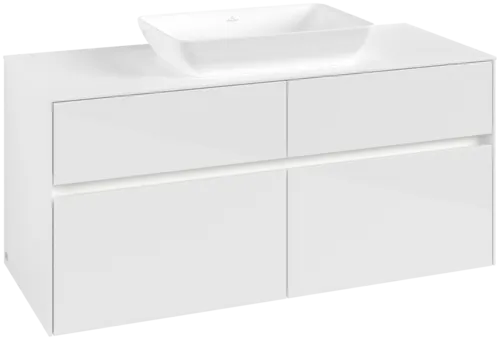 VILLEROY BOCH Collaro Vanity unit, with lighting, 4 pull-out compartments, 1200 x 548 x 500 mm, Glossy White / Glossy White #C112B0DH resmi