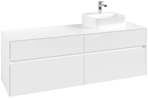 Picture of VILLEROY BOCH Collaro Vanity unit, with lighting, 4 pull-out compartments, 1600 x 548 x 500 mm, White Matt / White Matt #C106B0MS