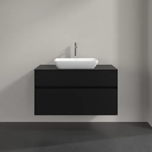 Bild von VILLEROY BOCH Collaro Waschbeckenunterschrank, mit Beleuchtung, 2 Auszüge, 1000 x 548 x 500 mm, Volcano Black / Volcano Black #C109B0VL