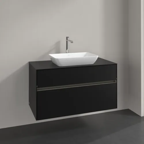 Bild von VILLEROY BOCH Collaro Waschbeckenunterschrank, mit Beleuchtung, 2 Auszüge, 1000 x 548 x 500 mm, Volcano Black / Volcano Black #C109B0VL