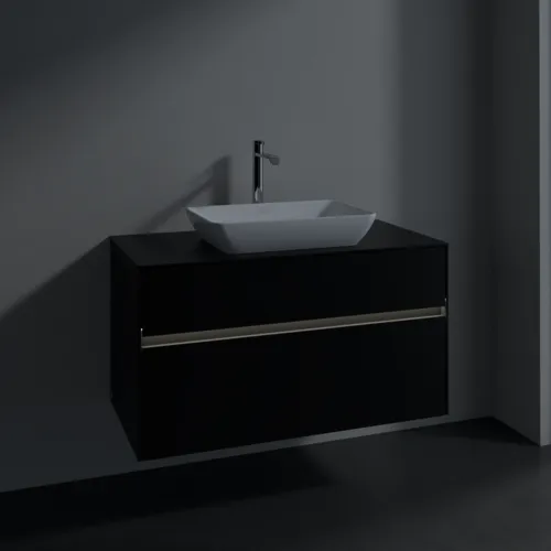 Bild von VILLEROY BOCH Collaro Waschbeckenunterschrank, mit Beleuchtung, 2 Auszüge, 1000 x 548 x 500 mm, Volcano Black / Volcano Black #C109B0VL