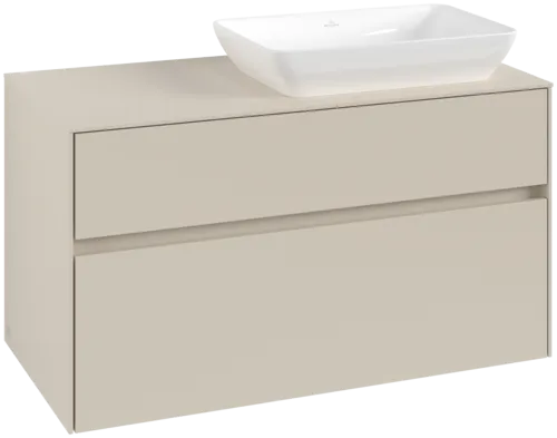 VILLEROY BOCH Collaro Vanity unit, 2 pull-out compartments, 1000 x 548 x 500 mm, Cashmere Grey / Cashmere Grey #C11100VN resmi