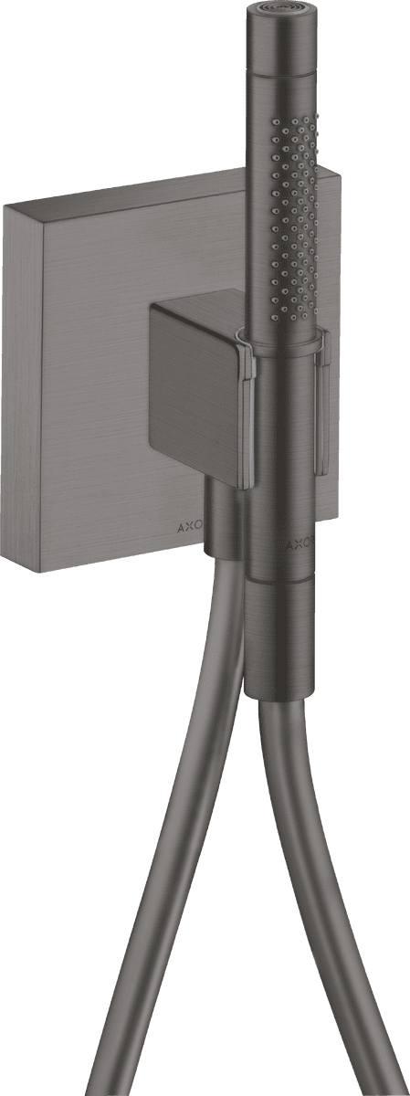 Зображення з  HANSGROHE AXOR Starck Porter unit 120/120 with baton hand shower 2jet and shower hose #12626340 - Brushed Black Chrome