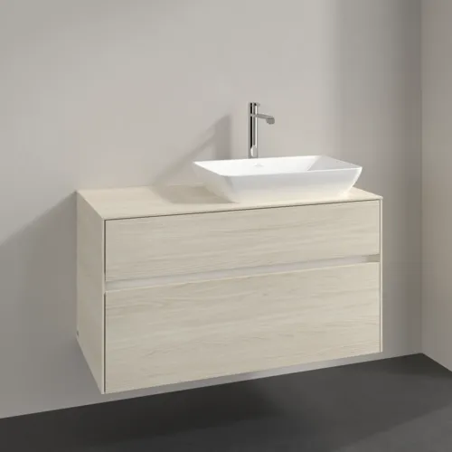 VILLEROY BOCH Collaro Waschbeckenunterschrank, mit Beleuchtung, 2 Auszüge, 1000 x 548 x 500 mm, White Oak / White Oak #C111B0AA, Bild 2