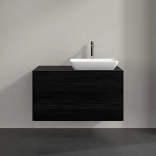 Bild von VILLEROY BOCH Collaro Waschbeckenunterschrank, mit Beleuchtung, 2 Auszüge, 1000 x 548 x 500 mm, Black Oak / Black Oak #C111B0AB