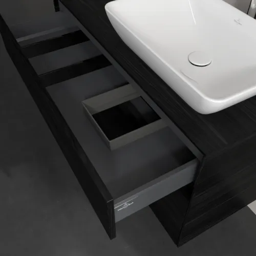 Bild von VILLEROY BOCH Collaro Waschbeckenunterschrank, mit Beleuchtung, 2 Auszüge, 1000 x 548 x 500 mm, Black Oak / Black Oak #C111B0AB