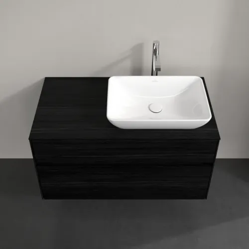 Bild von VILLEROY BOCH Collaro Waschbeckenunterschrank, mit Beleuchtung, 2 Auszüge, 1000 x 548 x 500 mm, Black Oak / Black Oak #C111B0AB
