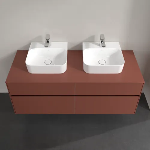 Bild von VILLEROY BOCH Collaro Waschbeckenunterschrank, mit Beleuchtung, 4 Auszüge, 1400 x 548 x 500 mm, Wine Red / Wine Red #C103B0AH