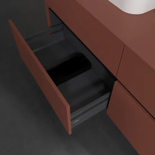 Bild von VILLEROY BOCH Collaro Waschbeckenunterschrank, mit Beleuchtung, 4 Auszüge, 1400 x 548 x 500 mm, Wine Red / Wine Red #C103B0AH