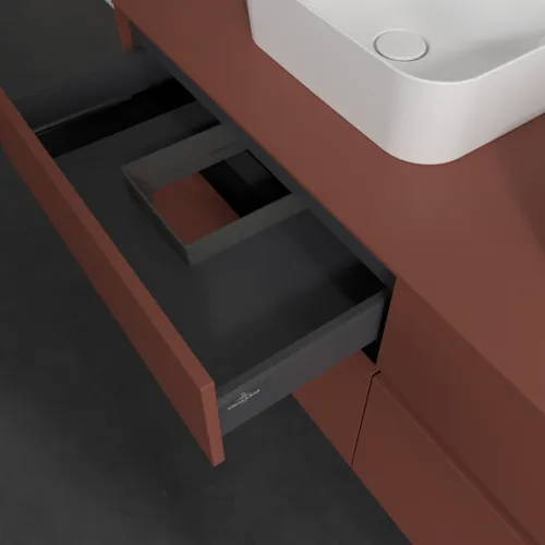 Bild von VILLEROY BOCH Collaro Waschbeckenunterschrank, mit Beleuchtung, 4 Auszüge, 1400 x 548 x 500 mm, Wine Red / Wine Red #C103B0AH
