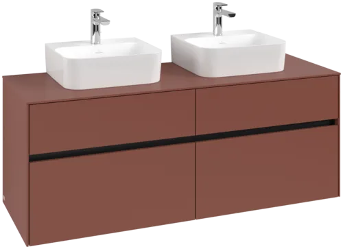 Picture of VILLEROY BOCH Collaro Vanity unit, with lighting, 4 pull-out compartments, 1400 x 548 x 500 mm, Wine Red / Wine Red #C103B0AH