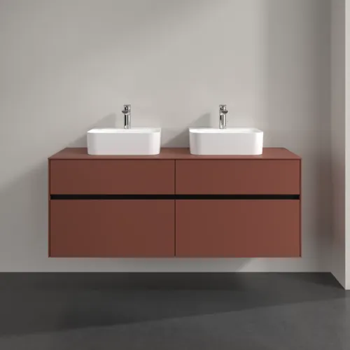 Bild von VILLEROY BOCH Collaro Waschbeckenunterschrank, mit Beleuchtung, 4 Auszüge, 1400 x 548 x 500 mm, Wine Red / Wine Red #C103B0AH