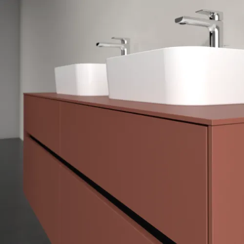 Bild von VILLEROY BOCH Collaro Waschbeckenunterschrank, mit Beleuchtung, 4 Auszüge, 1400 x 548 x 500 mm, Wine Red / Wine Red #C103B0AH