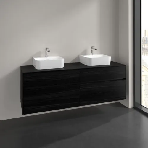 Bild von VILLEROY BOCH Collaro Waschbeckenunterschrank, 4 Auszüge, 1600 x 548 x 500 mm, Black Oak / Black Oak #C10700AB