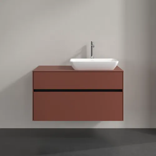 Bild von VILLEROY BOCH Collaro Waschbeckenunterschrank, mit Beleuchtung, 2 Auszüge, 1000 x 548 x 500 mm, Wine Red / Wine Red #C111B0AH