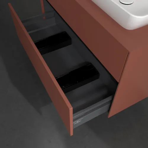 Bild von VILLEROY BOCH Collaro Waschbeckenunterschrank, mit Beleuchtung, 2 Auszüge, 1000 x 548 x 500 mm, Wine Red / Wine Red #C111B0AH