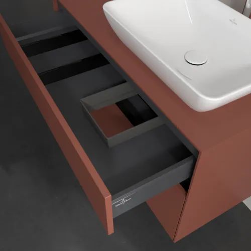 Bild von VILLEROY BOCH Collaro Waschbeckenunterschrank, mit Beleuchtung, 2 Auszüge, 1000 x 548 x 500 mm, Wine Red / Wine Red #C111B0AH