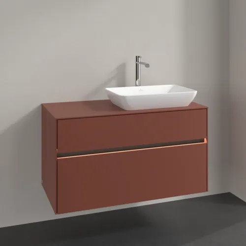 Bild von VILLEROY BOCH Collaro Waschbeckenunterschrank, mit Beleuchtung, 2 Auszüge, 1000 x 548 x 500 mm, Wine Red / Wine Red #C111B0AH