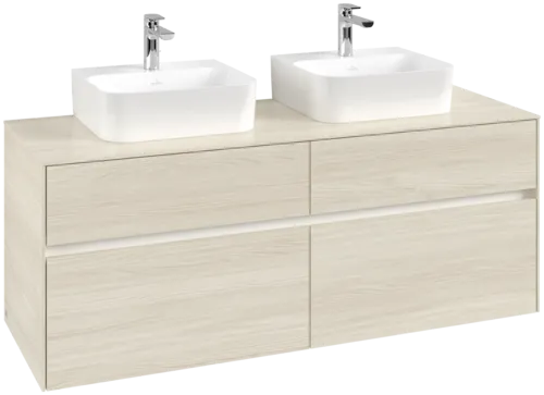 Picture of VILLEROY BOCH Collaro Vanity unit, with lighting, 4 pull-out compartments, 1400 x 548 x 500 mm, White Oak / White Oak #C103B0AA