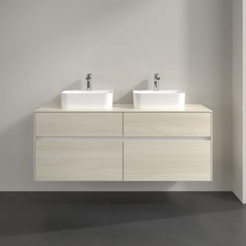 Bild von VILLEROY BOCH Collaro Waschbeckenunterschrank, mit Beleuchtung, 4 Auszüge, 1400 x 548 x 500 mm, White Oak / White Oak #C103B0AA