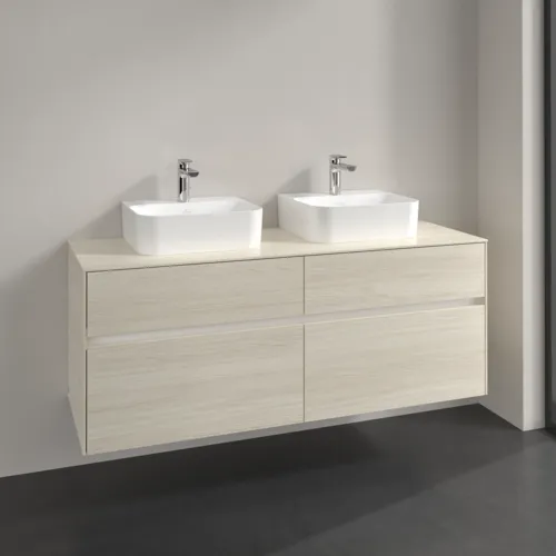 Bild von VILLEROY BOCH Collaro Waschbeckenunterschrank, mit Beleuchtung, 4 Auszüge, 1400 x 548 x 500 mm, White Oak / White Oak #C103B0AA
