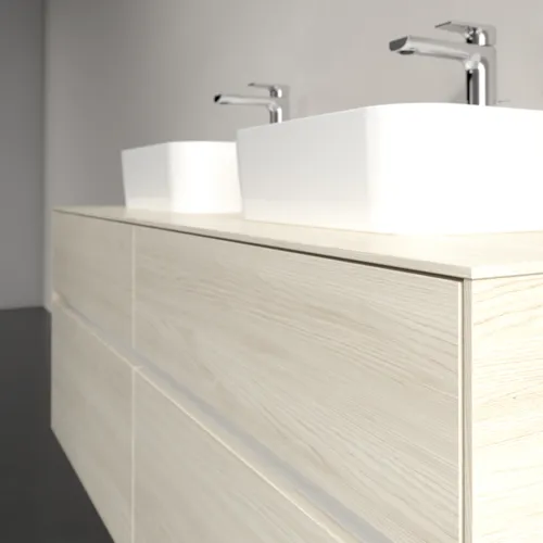 Bild von VILLEROY BOCH Collaro Waschbeckenunterschrank, mit Beleuchtung, 4 Auszüge, 1400 x 548 x 500 mm, White Oak / White Oak #C103B0AA