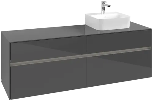 Obrázek VILLEROY BOCH Toaletní skříňka Collaro, s osvětlením, 4 výsuvy, 1600 x 548 x 500 mm, lesklá šedá / lesklá šedá #C106B0FP