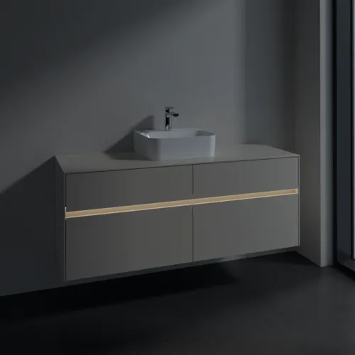 VILLEROY BOCH Collaro Waschbeckenunterschrank, mit Beleuchtung, 4 Auszüge, 1400 x 548 x 500 mm, Cashmere Grey / Cashmere Grey #C100B0VN, Bild 5