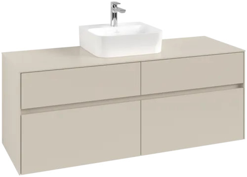 Picture of VILLEROY BOCH Collaro Vanity unit, with lighting, 4 pull-out compartments, 1400 x 548 x 500 mm, Cashmere Grey / Cashmere Grey #C100B0VN