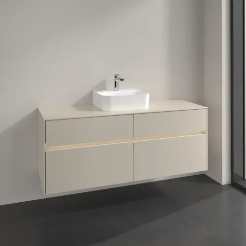 VILLEROY BOCH Collaro Waschbeckenunterschrank, mit Beleuchtung, 4 Auszüge, 1400 x 548 x 500 mm, Cashmere Grey / Cashmere Grey #C100B0VN, Bild 2