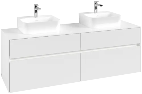 Picture of VILLEROY BOCH Collaro Vanity unit, with lighting, 4 pull-out compartments, 1600 x 548 x 500 mm, White Matt / White Matt #C107B0MS