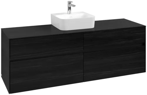 Picture of VILLEROY BOCH Collaro Vanity unit, with lighting, 4 pull-out compartments, 1600 x 548 x 500 mm, Black Oak / Black Oak #C104B0AB