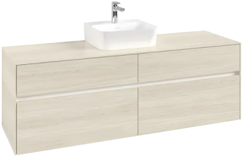Picture of VILLEROY BOCH Collaro Vanity unit, with lighting, 4 pull-out compartments, 1600 x 548 x 500 mm, White Oak / White Oak #C104B0AA