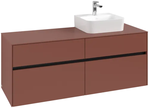 Picture of VILLEROY BOCH Collaro Vanity unit, with lighting, 4 pull-out compartments, 1400 x 548 x 500 mm, Wine Red / Wine Red #C102B0AH