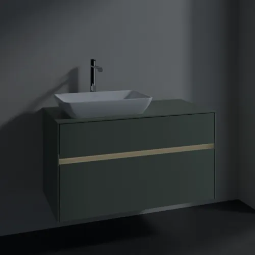 Bild von VILLEROY BOCH Collaro Waschbeckenunterschrank, mit Beleuchtung, 2 Auszüge, 1000 x 548 x 500 mm, Soft Green / Soft Green #C110B0AF