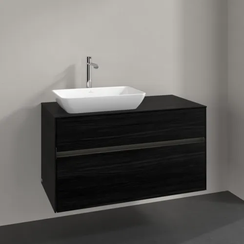Bild von VILLEROY BOCH Collaro Waschbeckenunterschrank, mit Beleuchtung, 2 Auszüge, 1000 x 548 x 500 mm, Black Oak / Black Oak #C110B0AB