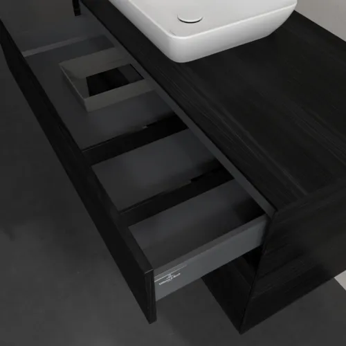 Bild von VILLEROY BOCH Collaro Waschbeckenunterschrank, mit Beleuchtung, 2 Auszüge, 1000 x 548 x 500 mm, Black Oak / Black Oak #C110B0AB