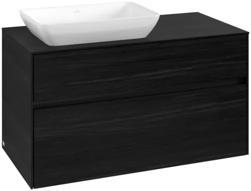Picture of VILLEROY BOCH Collaro Vanity unit, with lighting, 2 pull-out compartments, 1000 x 548 x 500 mm, Black Oak / Black Oak #C110B0AB